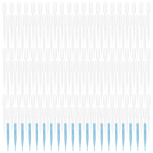Lot de 200 pipettes en plastique de 3 ml - Jetables, graduées, idéales pour le transfert de liquide dans les projets de bricolage et les loisirs créatifs