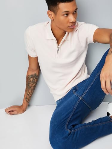 Image of Max Men Textured Zipper Polo T-Shirt