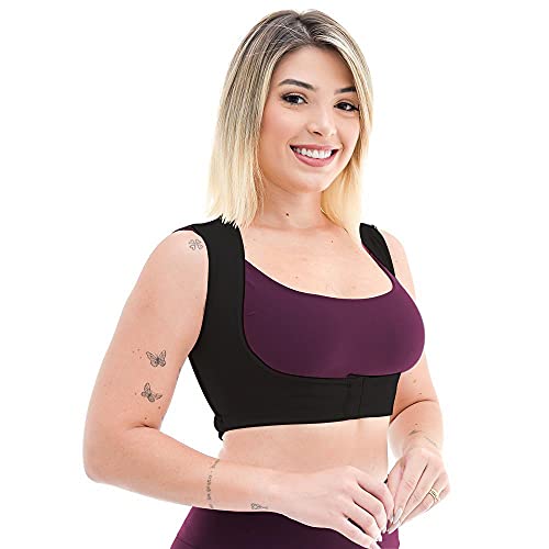 Sutiã Preto Corretor Postura Fechamento Frontal Feminino Top (M)