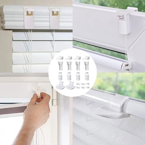 Klemmträger Plissee, Ohne Bohren Plissee Ersatzteile, Plissee Halterung Selbstklebend Klemmfix Halterung - für Fenster Plissees mit Vier Zugbändern(1 Sätz)