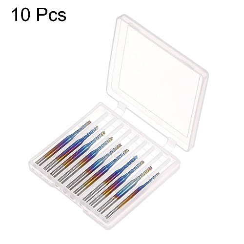 Image of HARFINGTON 10pcs End Mills CNC Router Bits 1 /8 inch Shank 1.8mm Blue Coated Tungsten Carbide Milling Cutters for PCB Acrylic Wood Aluminum Metal