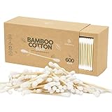600 Pack Organic Cotton Swabs Natural Cotton Swabs for Ears Cruelty-Biodegradable All Natural Chlorine-Free & Comes with Eco Friendly Cotton Swab Holder