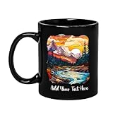Rocky Mountain Stained Glass Coffee Mug, Custom Rocky Mountain National Park Mug, Gifts For Birthday Holiday, Personalized Text Colorado Ceramic Cup 11 15oz, Colorado Us National Parks Black Cup