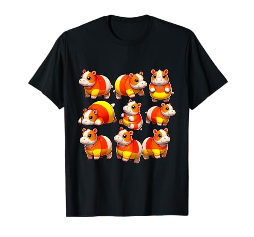 Cute Halloween Candy Corn Pygmy Hippos Spooky Holiday Cuties T-Shirt