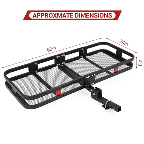 MOVECOM Gepäckträgerkorb für Anhängerkupplung, 152,4 x 61 x 15,2 cm, trägt 227 kg, mit Netz und Gurten, kompatibel mit 5,1 cm Empfängern, perfekt für SUVs und Autos