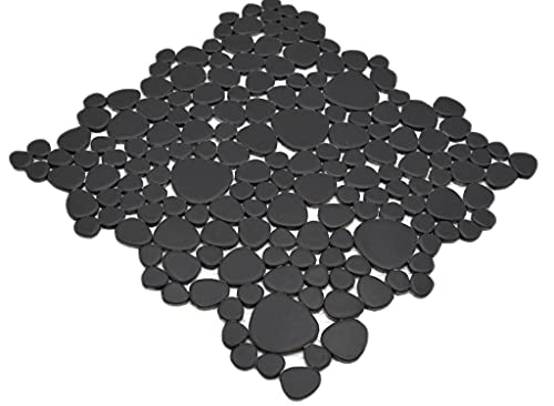 Carrelage mosaïque en céramique - Galets - Noir mat