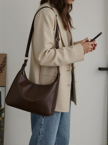 Slouchy Hobo Bags for Women, Soft Foldable Vegan Leather Shoulder Handbag Slouchy Tote Crossbody Bag for Work4