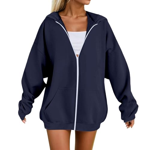 Manteau cardigan ample pour femme zippé avec capuche sport