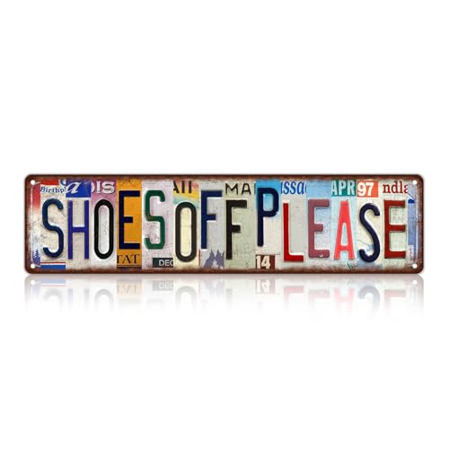 Vintage Shoes Off Please Street Sign Wall Decor Metal Tin Signs