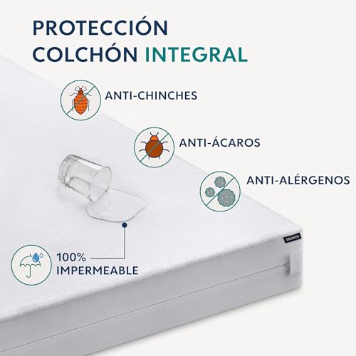 Miniatura 2 de Dreamzie Protector Colchon 150 X 200 X 25 Cm - Cubre Colchon Antichinches Completa 150x200 Con Cierre De Cremallera Para Alergias - Funda Colchon Impermeable