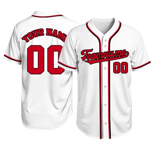 Image of Custom Baseball Jersey Personalized Stitched or Printed Name Number Baseball Shirt Sports Uniform Gifts for Men Women Youth