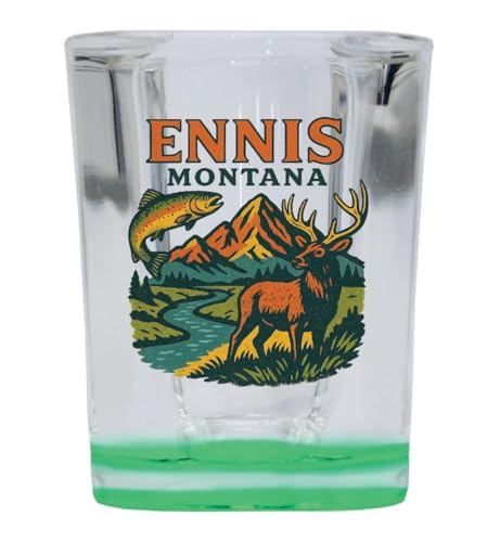 Vaso Shots Cuadrado Base Verde 2 oz Souvenir