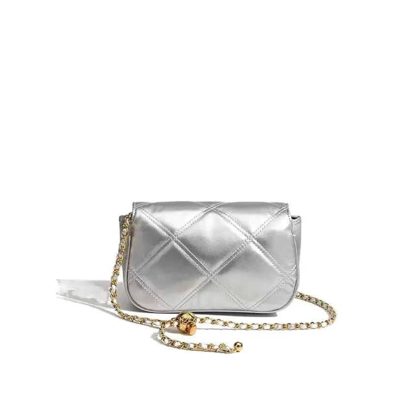 Metal Chain PU Shoulder Bag Women Crossbody Phone Purse Small Square Handbag3