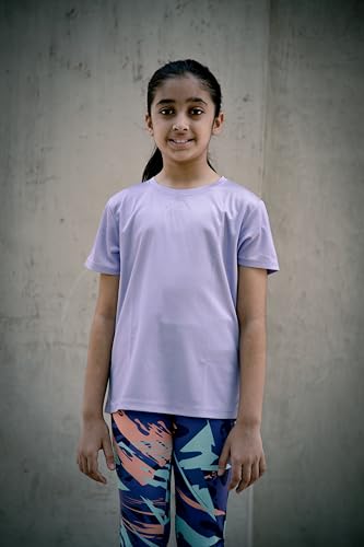 Image of Girls Active Sports Wear Solid Skinny Fit Leggings and T-shirt Polyester Set /Sets For Multi-Sports Gym Yoga Dance Gymnastics & Running(4 TO 14 YRS)