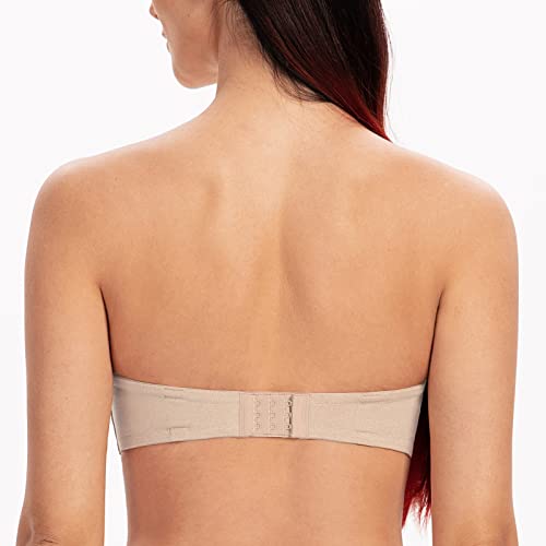 Image of MELENECA Women's Push Up Strapless Bra Padded Underwire Stay Put Lift | Non-slip silicone grip, seamless shaping, lift support and comfortable wear for weddings, dresses and daily outfits