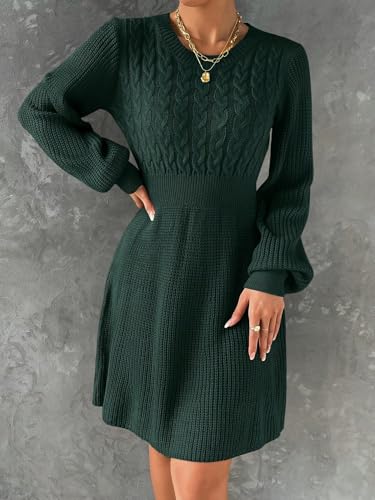 winter dresses for women Knit Lantern Sleeve Sweater Dress4