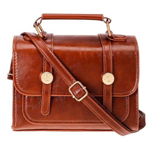 Sac à bandoulière marron pour femme en PU rétro avec sa sangle amovible