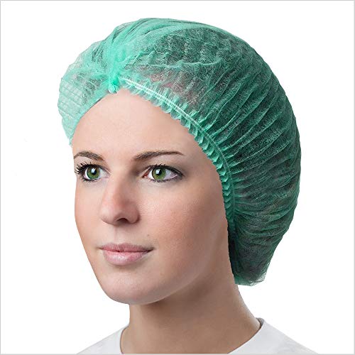 Tronex 21" Green Nonwoven Disposable Bouffant Caps, Fashion Women Hairnets for Cleaning, Food Protection, Kitchen & Beauty Salon (Case of 1000 Caps)