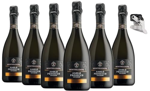 6 Bottiglie Prosecco Superiore Asolo Docg Extra Dry Storico Montelliana 6x75cl con Tappo omaggio