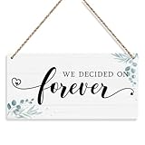 Krollma Ring Bearer Sign, Rustic Wedding Decor Sign Wall Hanging Security Ring Bearer Gifts for Wedding Reception Here Comes the Bride Sign We Decided On Forever Wall Art Decor