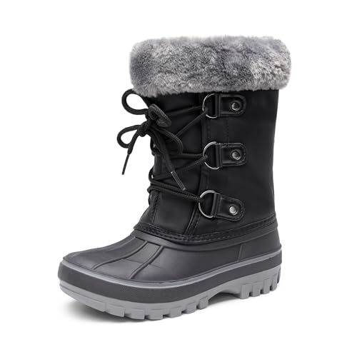 DREAM PAIRS Boys & Girls Faux Fur-Lined Winter Snow Boots for Little/Big Kids