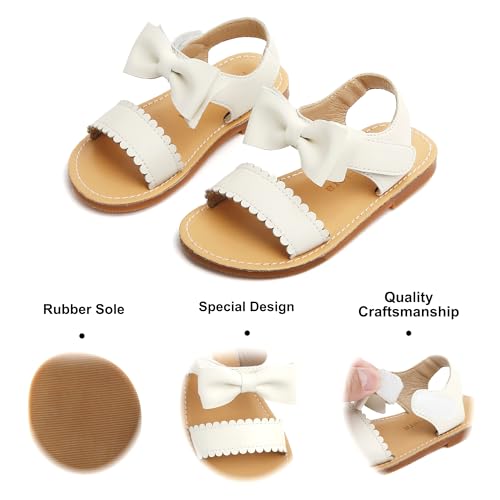 Image of Felix & Flora Toddler Girl Sandals - Little Girl Easter Dress Shoes Lightweight Open Toe Beach Holiday Flats
