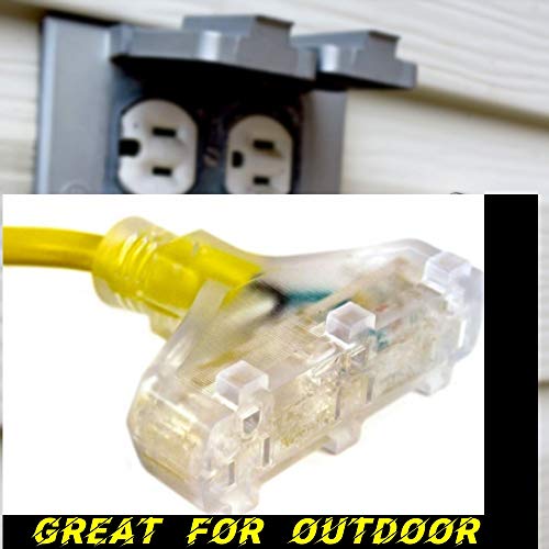 Pizety 10 Gauge Extension Cord 25 Ft Heavy Duty Indoor Outdoor Lighted Yellow 25 Foot 10 Awg Copper Extension Cords Multi Outlet Grounded 10/3 Extension Cord 25 Ft Triple Tap 10 Awg Triple Outlet thumb #5