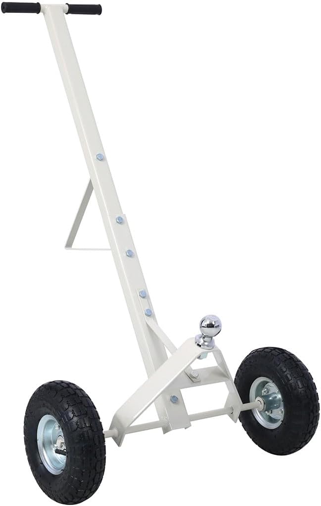 10" Pneumatic Tires, Carbon Steel Trailer Mover with 2 Inch Ball and Height Adjustable Armrest Adjustable Trailer Dolly- 600 Lb. Maximum Capacity for Moving Car Rv Trailer