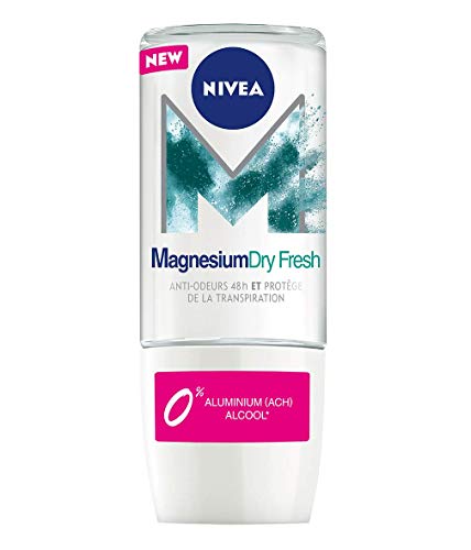 NIVEA MAGNESIUM DRY FRESH Déodorant Bille Femme (1x50ml), anti-transpirant sans sels d’aluminium, roll-on, sensation de fraîcheur 48H