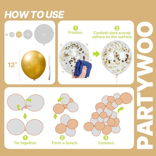 Image of PartyWoo Metallic Balloons 66pcs 12 Inch Metallic Blue Silver Gold Purple Pink Green Rose Gold Latex Balloons for Baby Shower Wedding Engagement Unicorn Rainbow Birthday Party Decorations