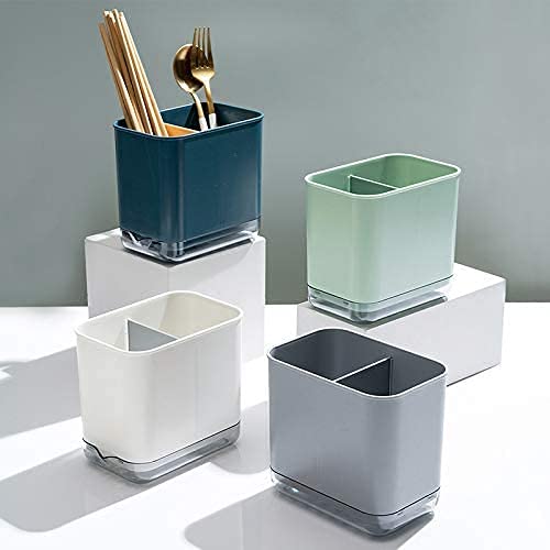 Image of HARI Utensil Cutlery Drainer Sink Caddy (Green) | Lightweight Sink Organizer with Removable Drip Tray | Perfect for Drying and Storing Chopsticks, Spoons, Knife, Forks & Other Cutlery