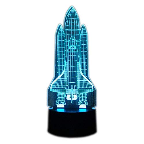 Lámpara 3D Lámpara de noche LED Mesa táctil Lámpara de Transbordador Espacial 7 Colores 3D Lámpara de ilusión óptica Luces de San Valentín