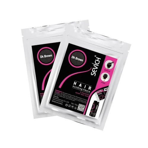 SEVICH 2 paquetes (2 x 100 g) – 100 g de recarga para la pérdida de cabello o cabello más fino, engrosamiento del cabello para hombres y mujeres, color marrón oscuro