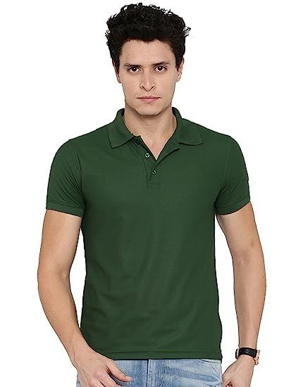 Image of KEOTI Poly Cotton(Mattey) Collar Neck Half Sleeves Tshirt for Men & Boys (Pack of 1), Plain-Regular Fit, Casual Wear, Polo Tees for Daily Use Stylish Comfortable Men's T-Shirt
