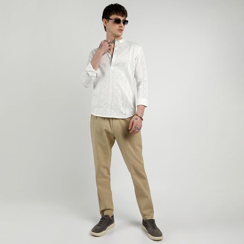 Image of CAHOOT Men'sTartan Plaid Shirt for Casual Wear | Spread Collar | Long Sleeve | Button Closure | Shirt Crafted with Comfort Fit for Everyday Wear