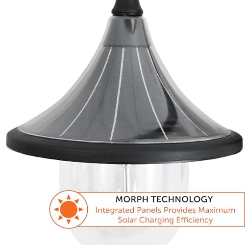 Gama Sonic Orion Outdoor Solar Wall Light, 150 Lumens LED Warm White Light 2700K, Durable Black Resin Industrial Style Downlight Sconce, Dusk-to-Dawn thumbnail 3