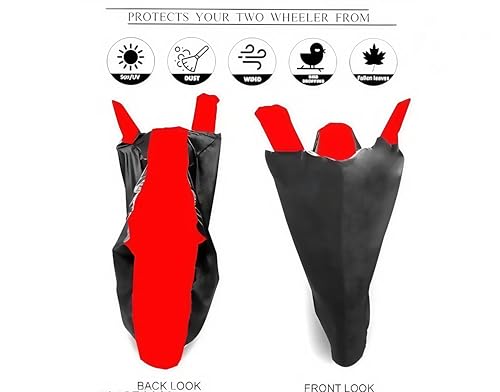 Image of AutoCart Bike Scooty Motorcycle Cover for Premium Bike (Black and Red Color) Also Suitable for All 125 CC Bikes and Scooty and Upto 150cc Pack of 1 | Design for Suzuki GIXXER