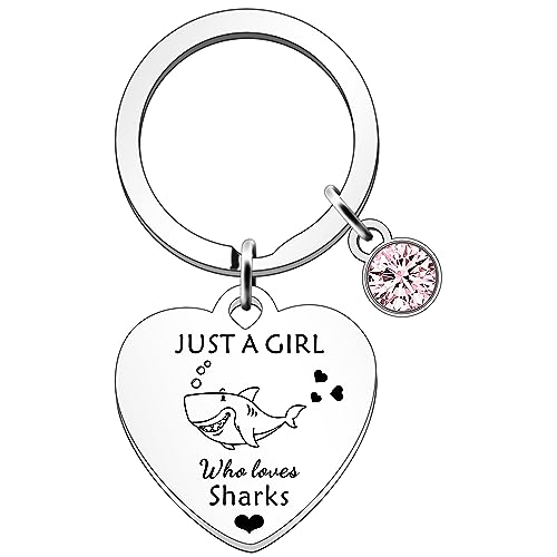 SDOFY Shark Gifts for Girls Shark Gifts Shark Keyring Keychain Shark Lovers Gift Just A Girl Who Loves Sharks