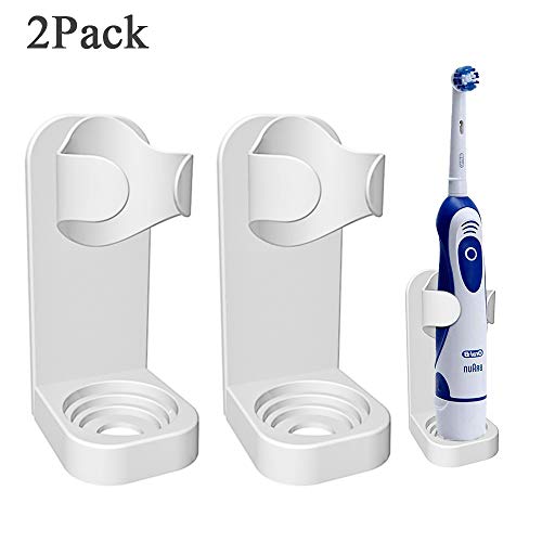 Electric Toothbrush Holder 2 Pack Wall Mounted Tooth Brush Stand Multifunctional Plastic Toothpaste