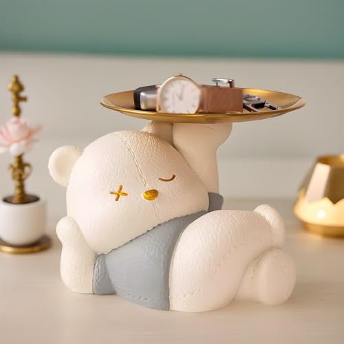 Centro de mesa de oso con plato para regalar en cumpleaños 3