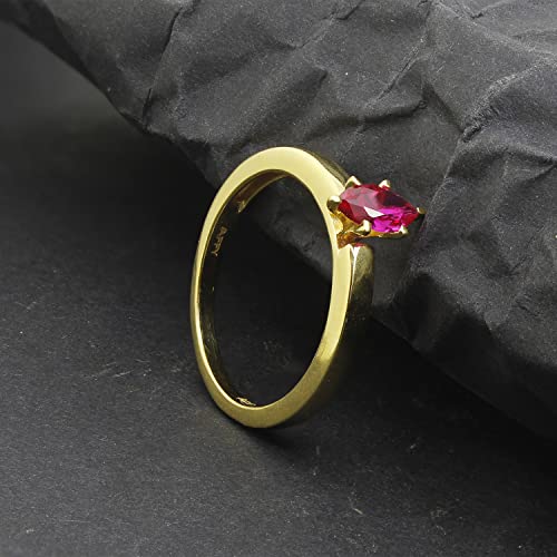 AFFY Marquise Shape Simulated Ruby Solitaire Ring in 14k Gold Over Sterling Silver3