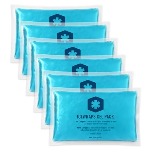 ICEWRAPS Hot & Cold Ice Packs - 3 x 5 in. Soft Gel Ice Packs – Reusable Hot & Cold Pack for Injuries Headaches, Joints, Fevers, & More – Puncture-Proof Material (6 Packs)