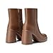 Athlefit Women's Platform Ankle Boots High Chunky Block Heel Boots Square Toe Fashion Dress Heeled Booties Caramel Size 8.5