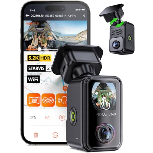 Vantrue E360 Panoramic 2 Channel Dash Cam, 360 Degrees, Dual