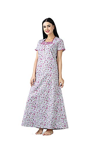 Buy XIN Women's Fuschia Square Neck Night Gown, Excellent  Sleepwear,Nightwear, Nighty, Maxi. Soft Lounge wear. Night Suit Half Sleeves  – Floral Print at Amazon.in