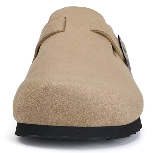 Image of Torotto Womens Clogs Cork Footbed Suede Slippers Arch Support Potato Shoes with Adjustable Buckle