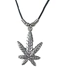  lordies Kette Halskette Kurze Kette Halsband mit Anhänger Marihuana Blatt Hanf Cannabis in Silber