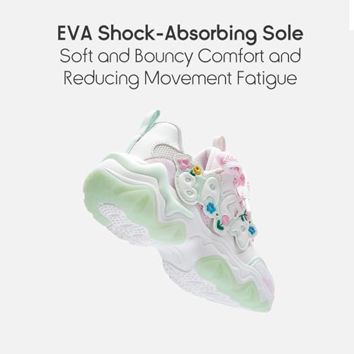 Balabala Girls Sneakers Kids Fashion Pop Shoes Breathable Sweet Cute Walking Shoes Puffy Soles Hook and Loop3