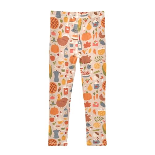 Girls Leggings Turkey Corn Pumpkin Wine Toddler Girls Clothes Leggings for Girls Toddler Girls Leggings 3-4T2