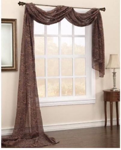 Gorgeous HomeDIFFERENT Solid Colors and ALSOANIMAL Print 1PC Scarf Valance Soft Sheer Voile Window Topper Swag Panel Curtain 216